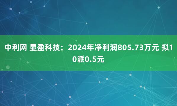 中利网 显盈科技：2024年净利润805.73万元 拟10派0.5元