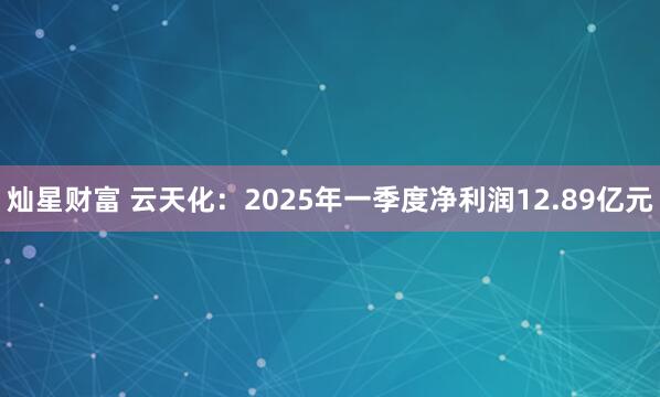 灿星财富 云天化：2025年一季度净利润12.89亿元