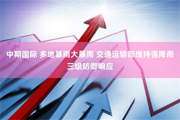中期国际 多地暴雨大暴雨 交通运输部维持强降雨三级防御响应